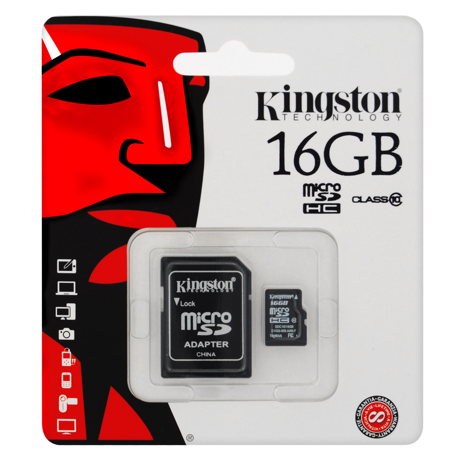 MicroSDHC KINGSTON 16GB I Adapter Class107