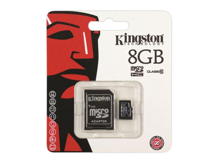 MicroSDHC KINGSTON 8GB I Adapter Class 10
